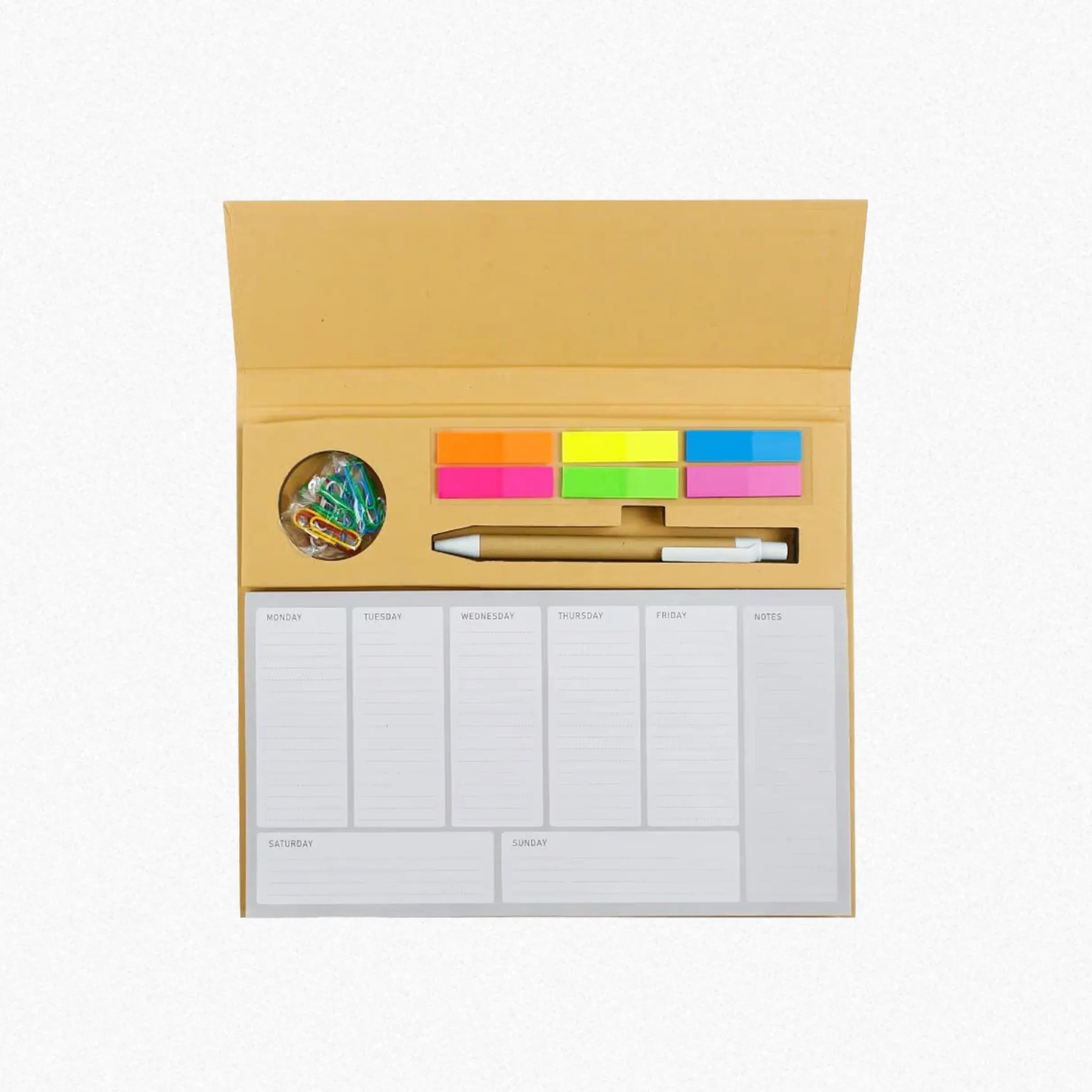Eco-Friendly Weekly Planner Kit with Pen, Clip, Sticky Notes (Eco-friendly Notebook) – Printcraft