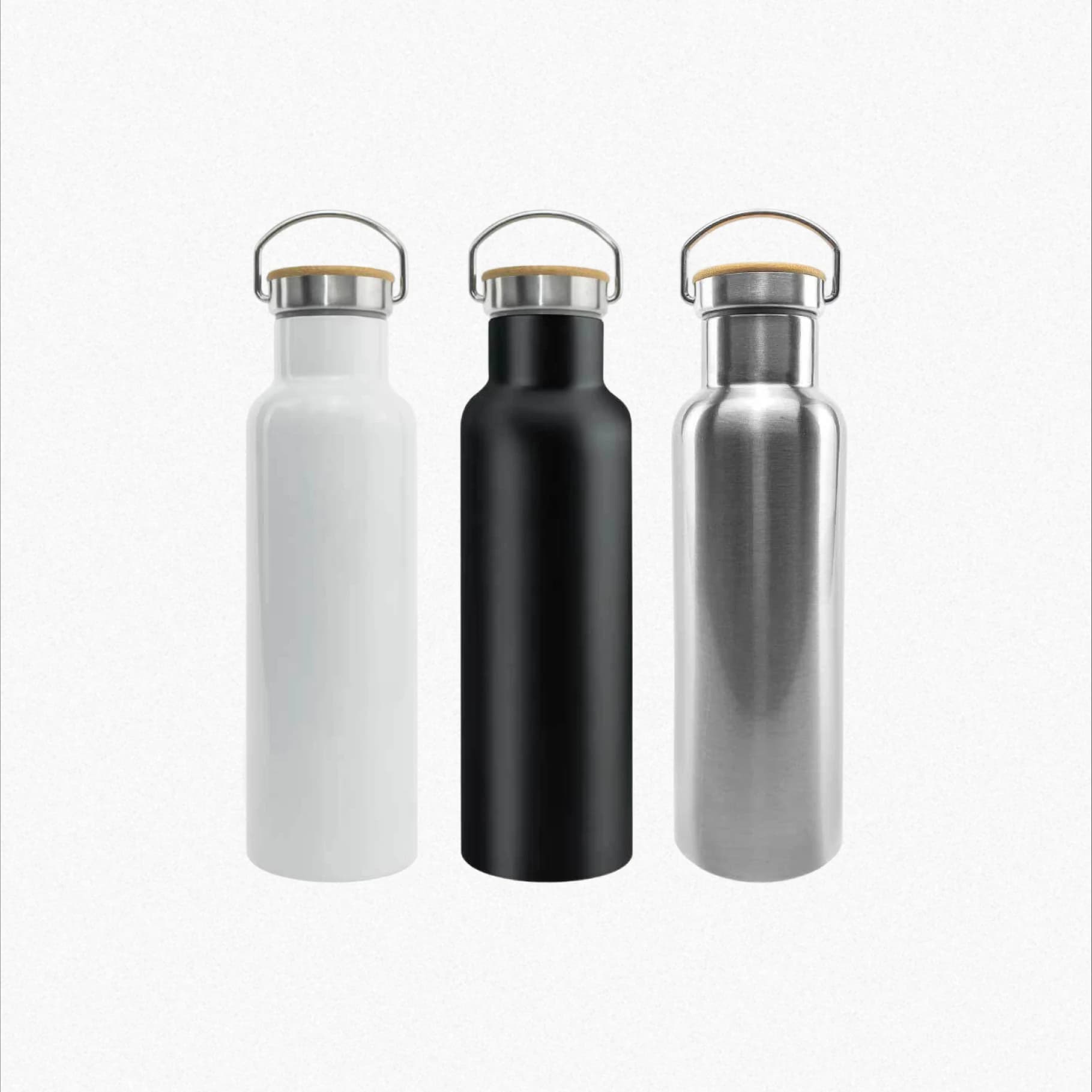 Stainless Steel Bamboo Flask – 600ml (Thermal Bottles) – Printcraft
