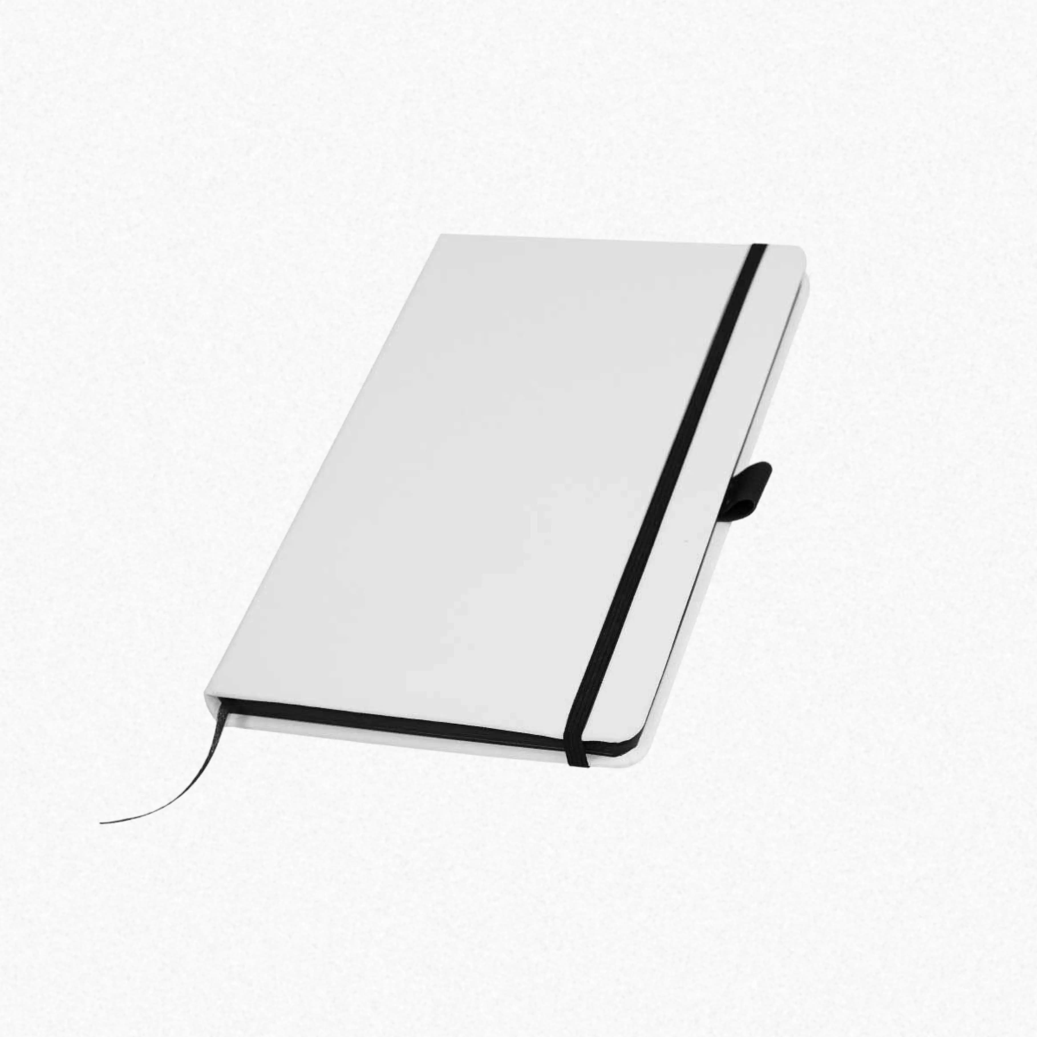 White PU Leather Cover A5 Notebooks with Band, Bookmark & Pen Loop (Standard Notebook) – Printcraft
