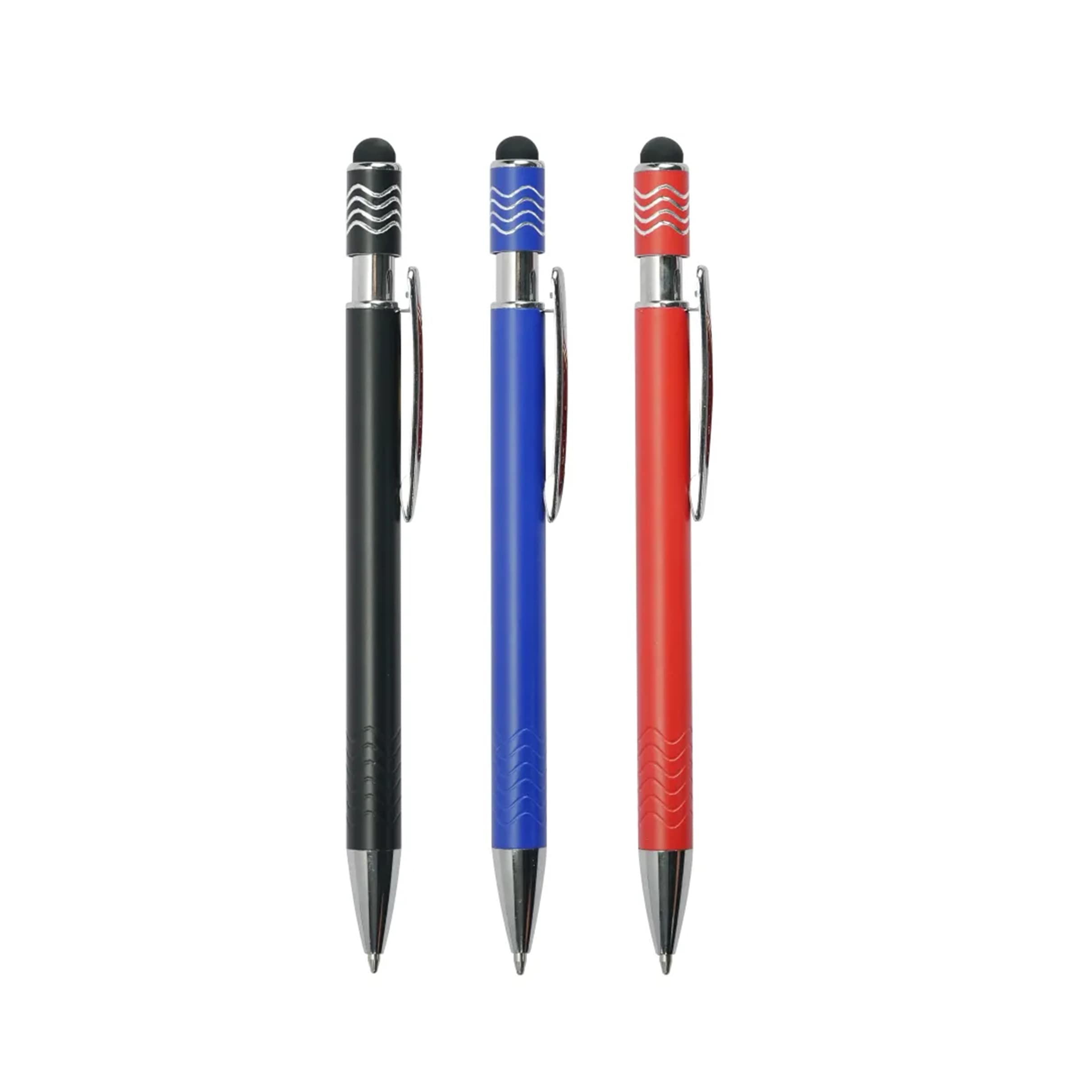 Stylus Metal Pens with Wave Design Top Spinner (Blue Ink) (Metal Pens) – Printcraft