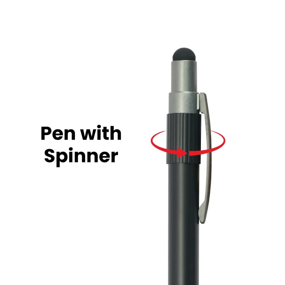 Stylus Metal Pens with Spinner – Push Button (Blue Ink) – image 2