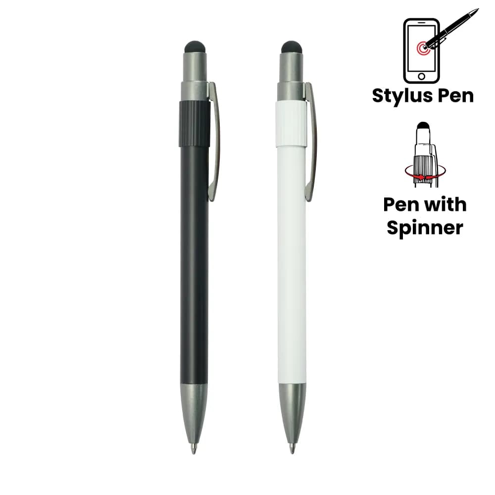 Stylus Metal Pens with Spinner – Push Button (Blue Ink) – image 4