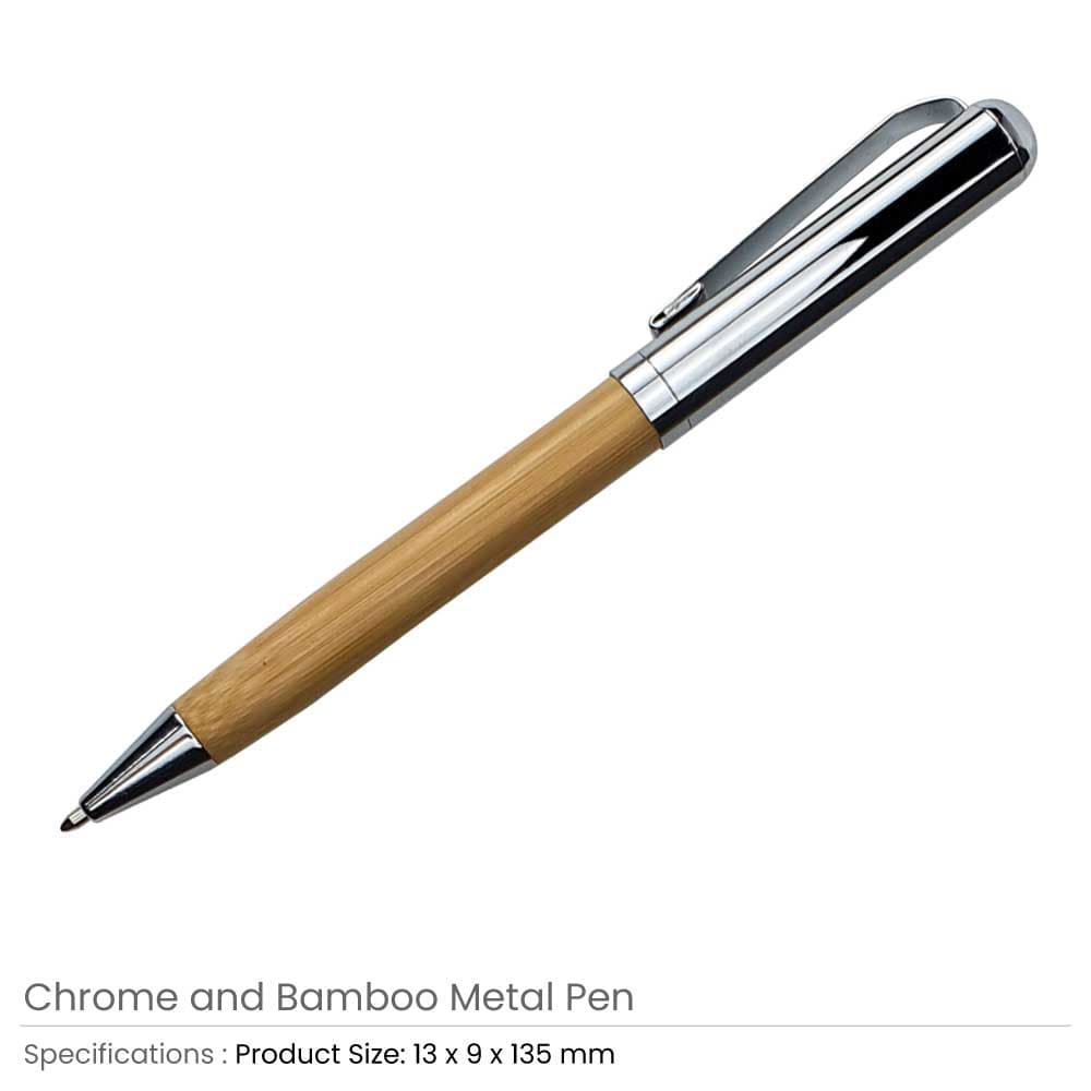 Chrome and Bamboo Metal Pens – image 2