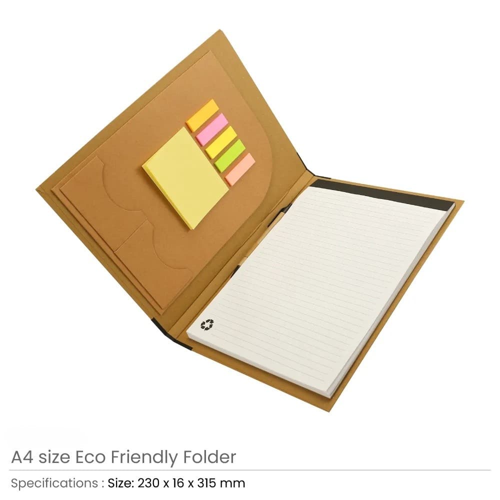 Eco-Friendly A4 Folders, Notepad Sticky Note, Pen & Card Slots – image 3