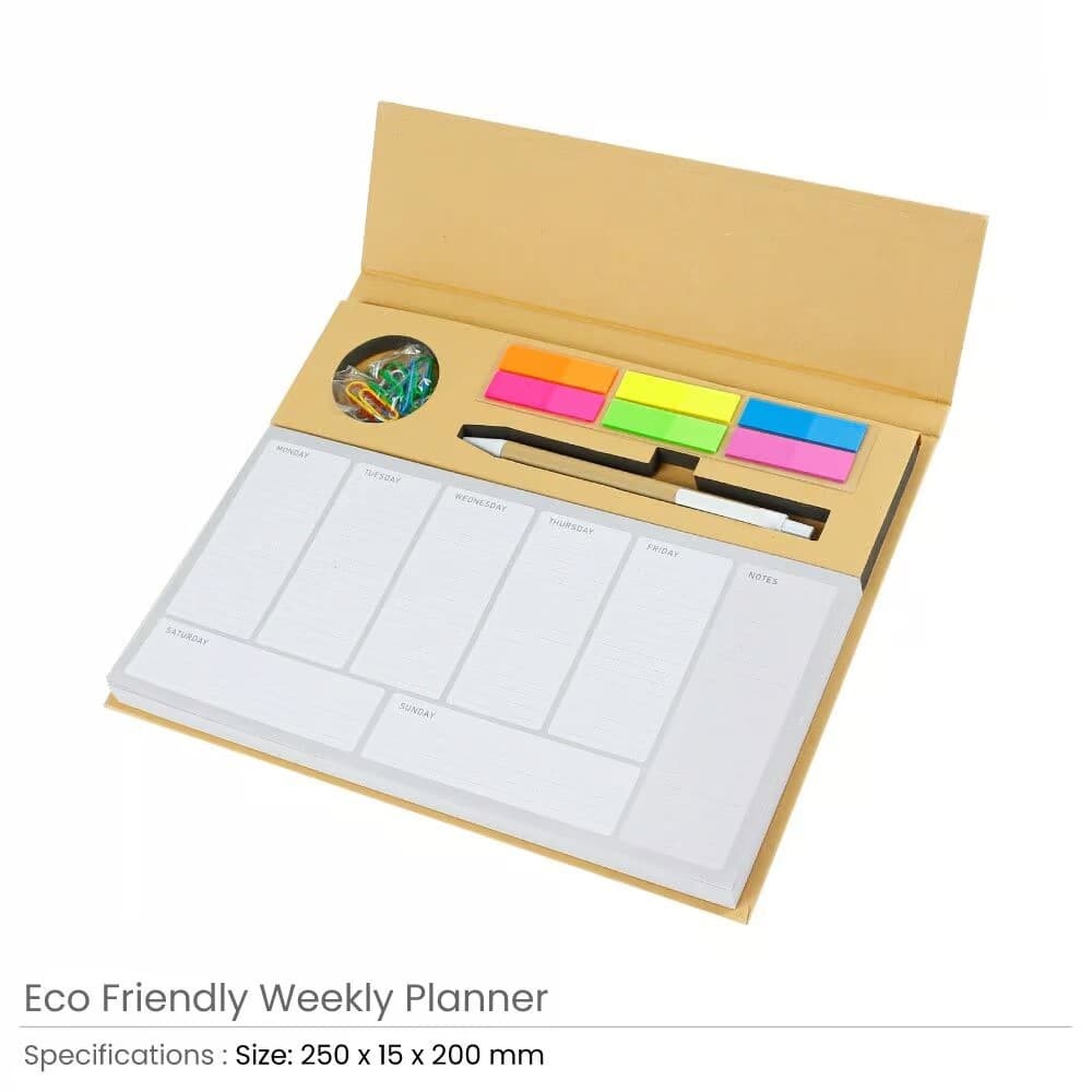 Eco-Friendly Weekly Planner Kit with Pen, Clip, Sticky Notes – image 2