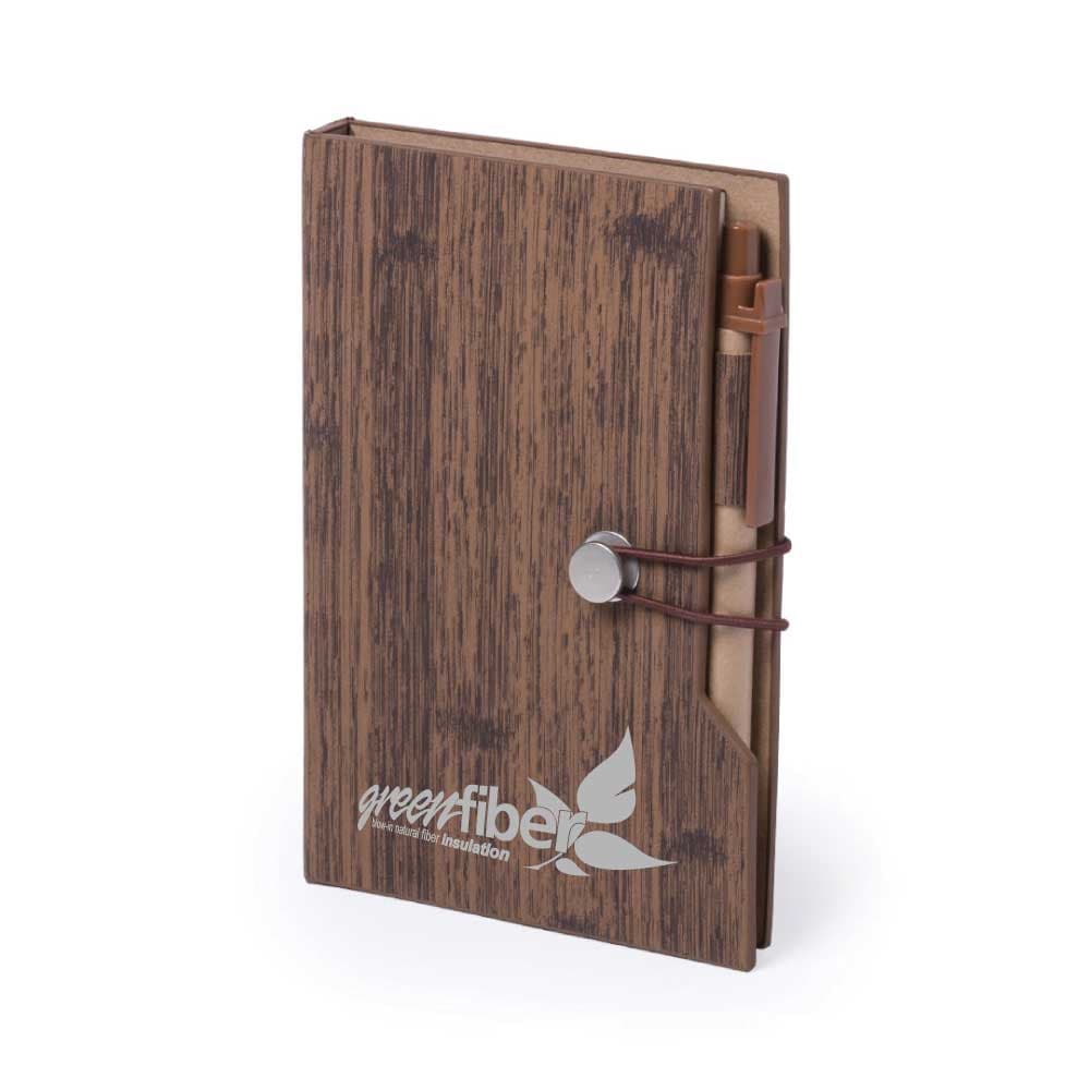 Wood Design Notebook with Sticky Note and Pen – image 1
