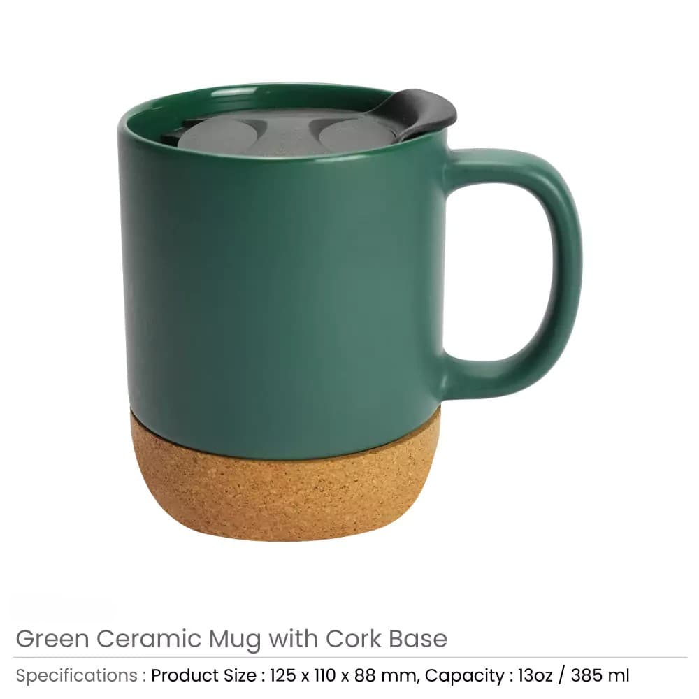 Ceramic Mugs with Lid and Cork Base 385 ml – image 5