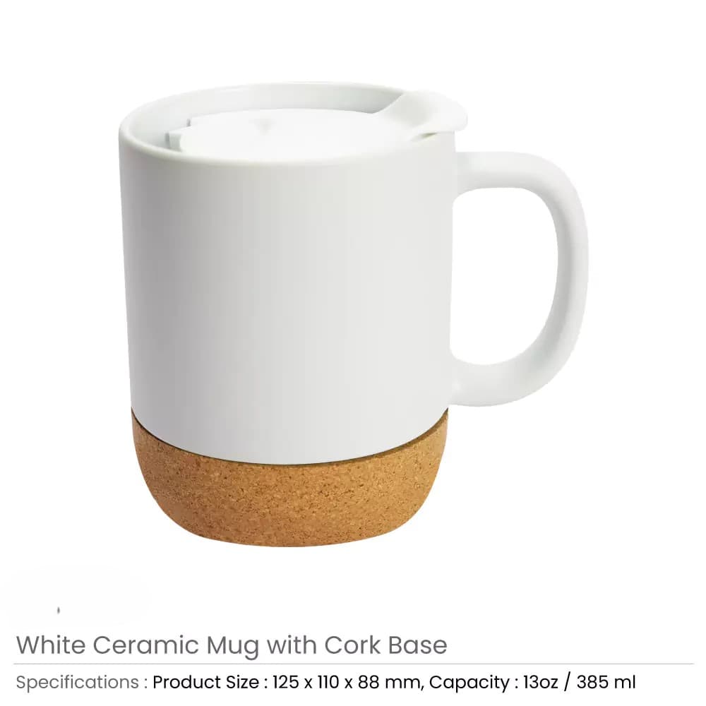 Ceramic Mugs with Lid and Cork Base 385 ml – image 6