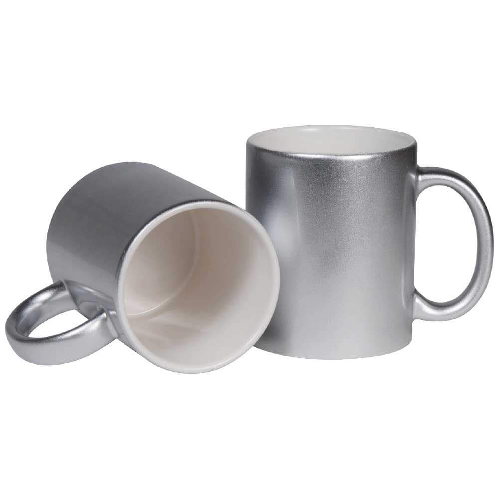 Personalized Coffee Mugs – Silver Ceramic Finish – image 1