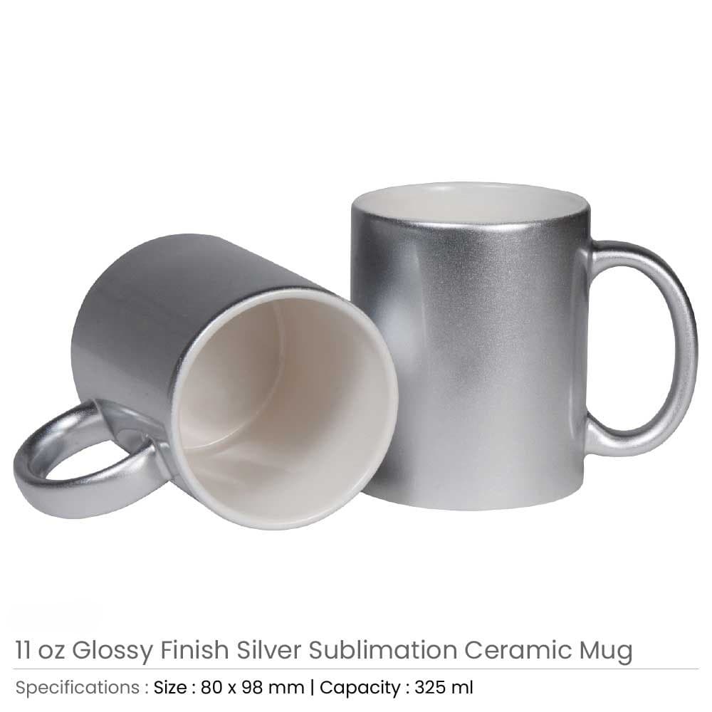 Personalized Coffee Mugs – Silver Ceramic Finish – image 3