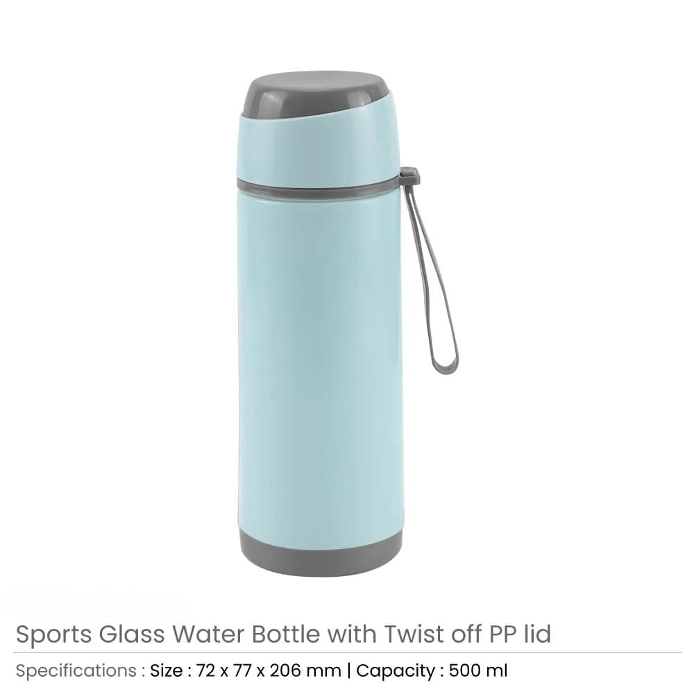 Sports Glass Bottles 500ml Twist off Lid and Carry Handle – image 3