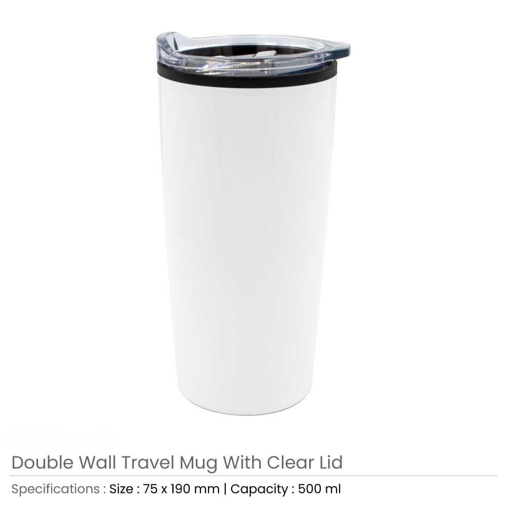 Double-Wall Travel Mugs with Clear Lid – image 2