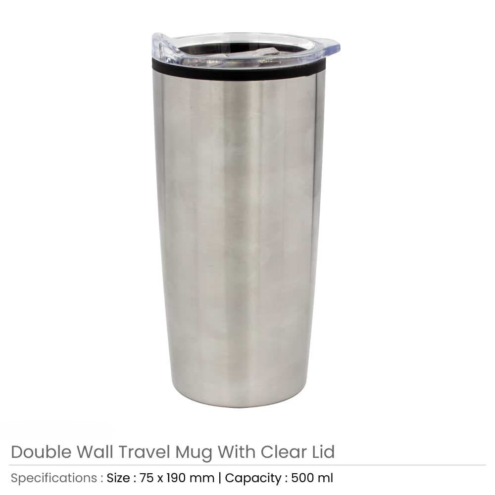 Double-Wall Travel Mugs with Clear Lid – image 3