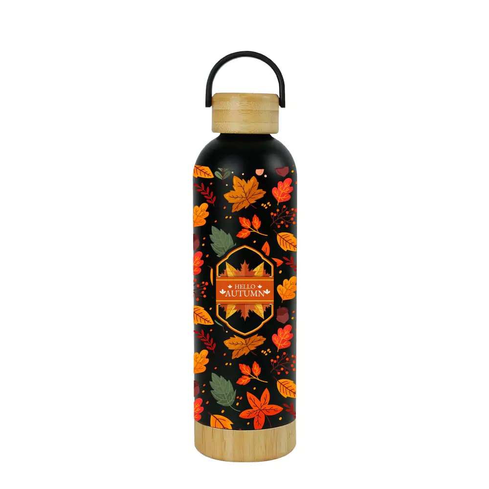 Double Wall SS Bottles with Bamboo Base & Lid – 750 ml – image 1