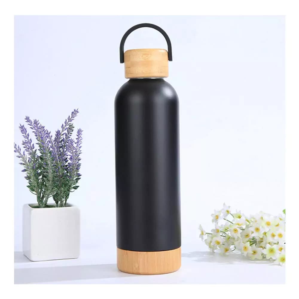 Double Wall SS Bottles with Bamboo Base & Lid – 750 ml – image 2