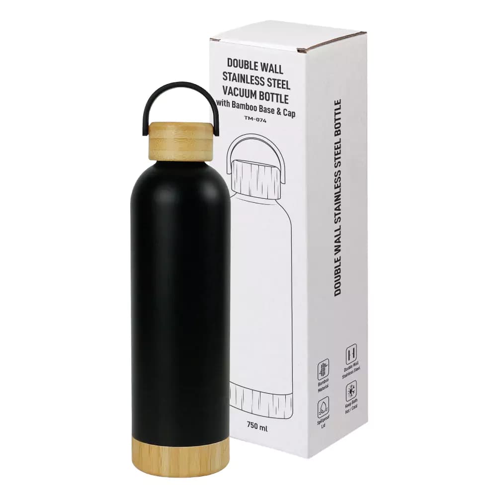 Double Wall SS Bottles with Bamboo Base & Lid – 750 ml – image 4