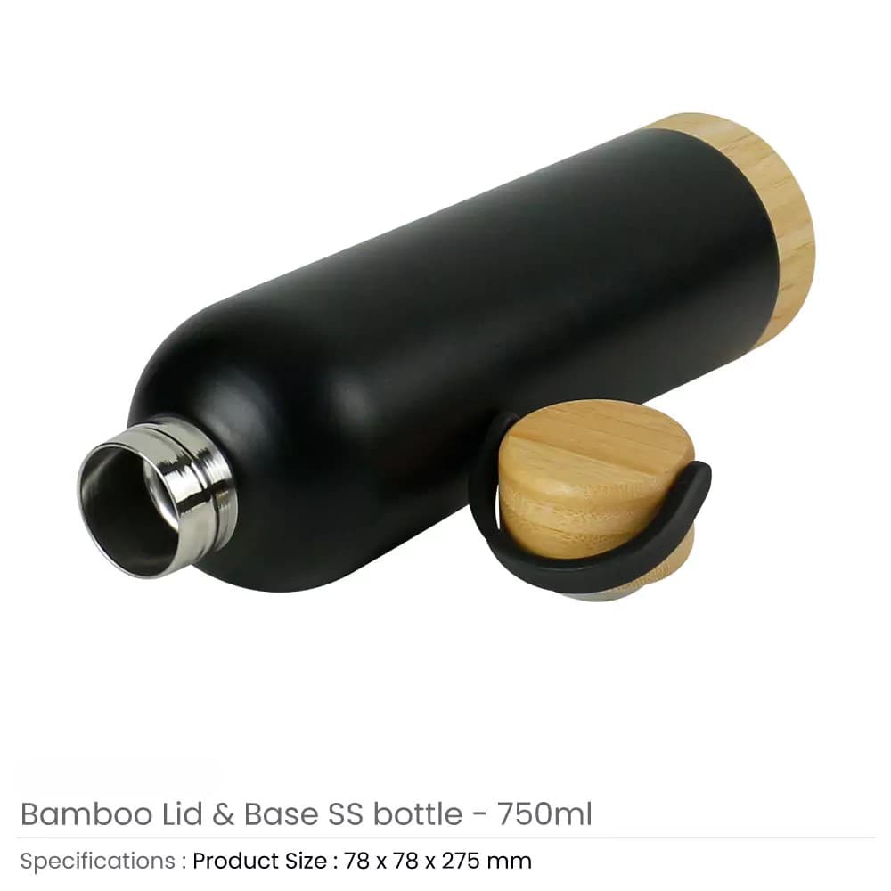 Double Wall SS Bottles with Bamboo Base & Lid – 750 ml – image 5