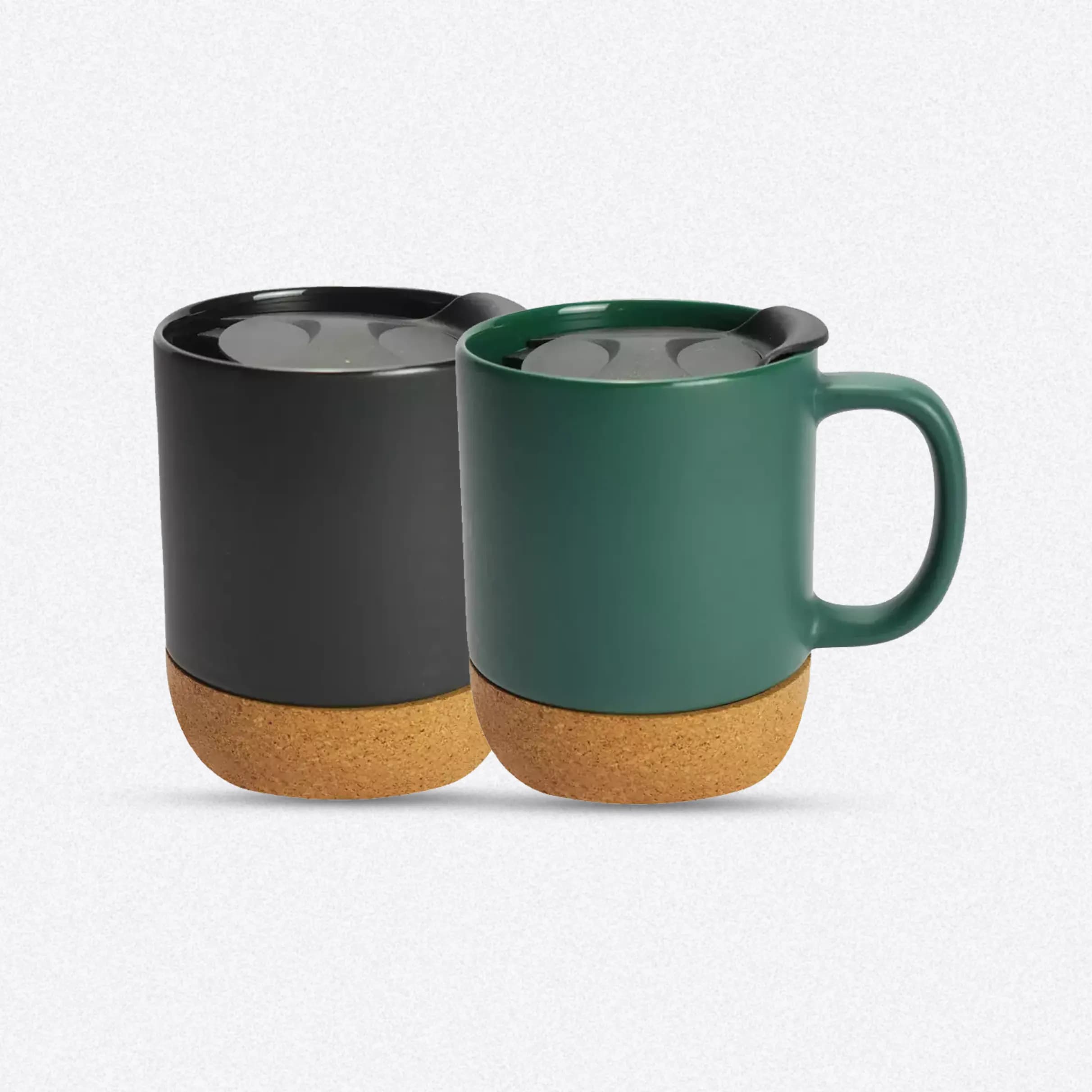 Ceramic Mugs with Lid and Cork Base 385 ml (Mugs) – Printcraft