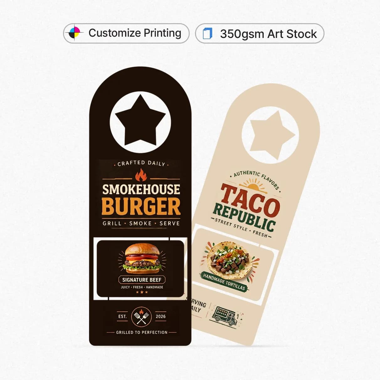 Rounded Corner Door Hanger (Matt Lamination 350gsm) (Door Hangers) – Printcraft