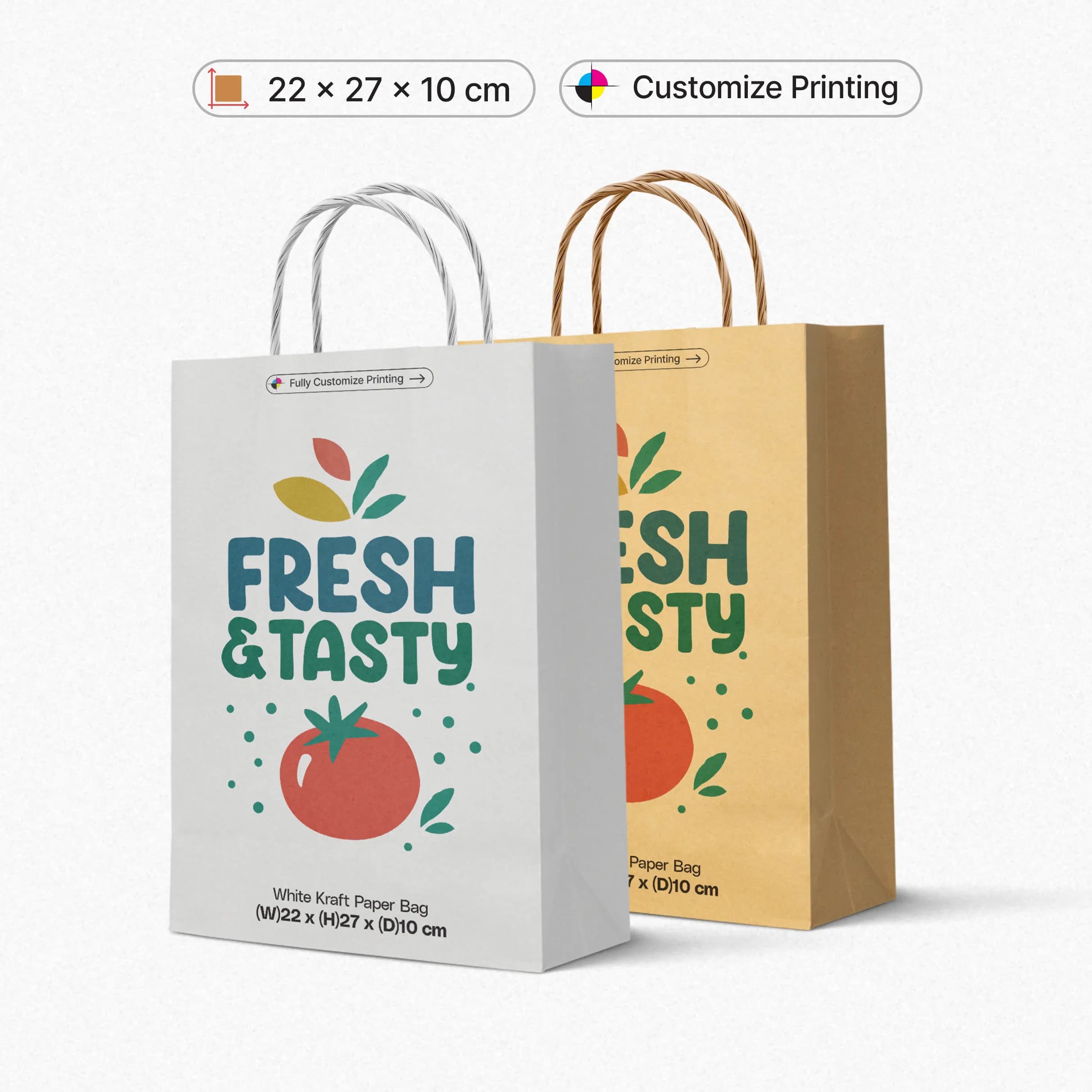 Kraft Paper Bag (22x27x10 cm) (Customize Kraft Paper Bags) – Printcraft