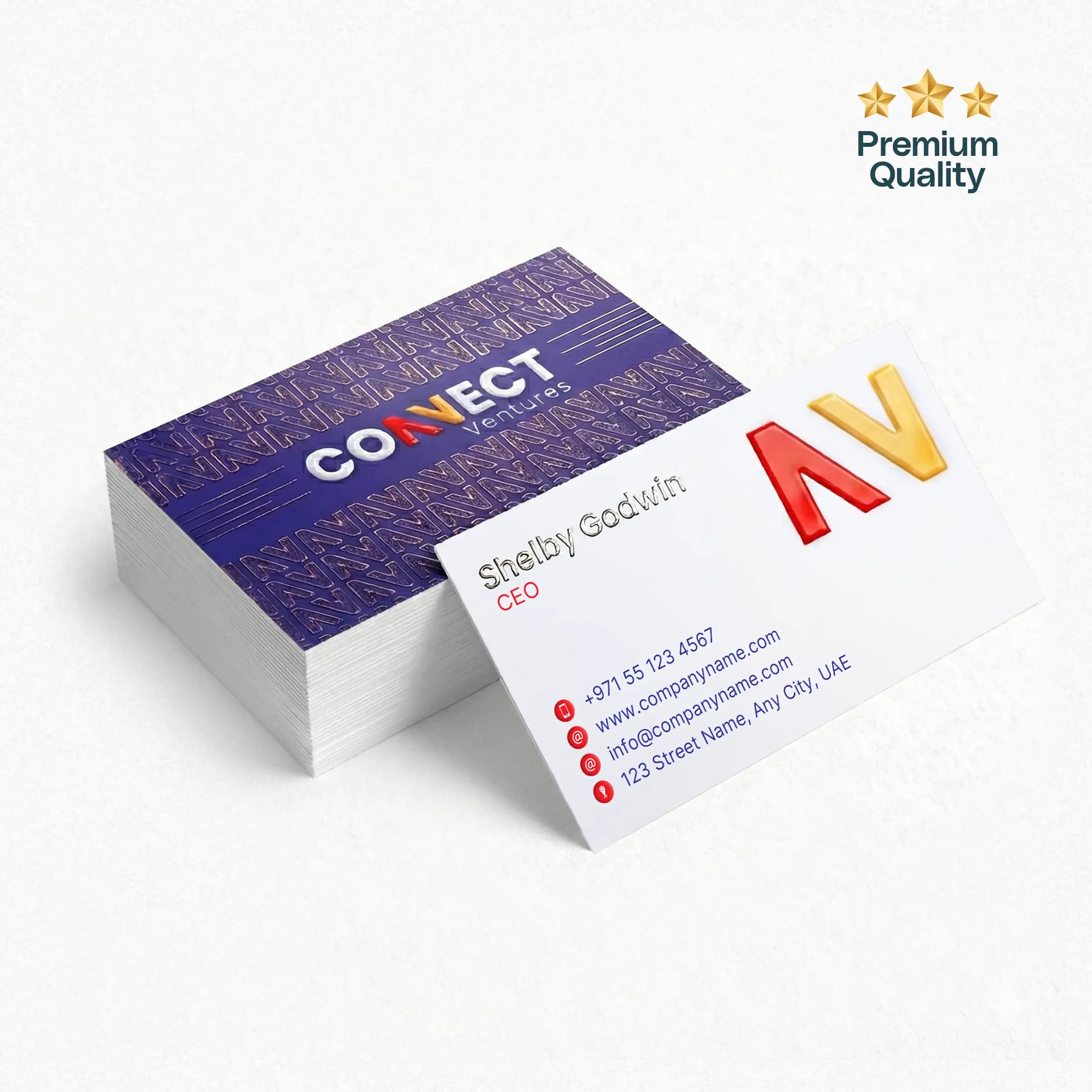 Premium 3D Spot UV Foil Business Cards (350gsm Matte Laminated) (Premium Business Card) – Printcraft