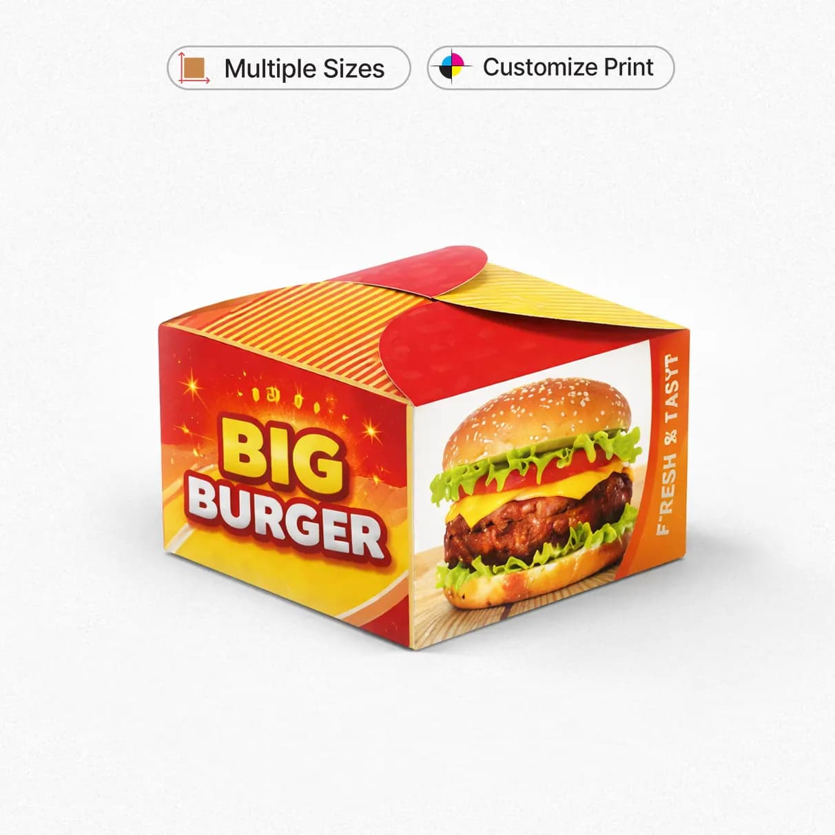 Custom Burger Box with Tuck Top (Multiple Sizes) – Fast Food Boxes – product photo