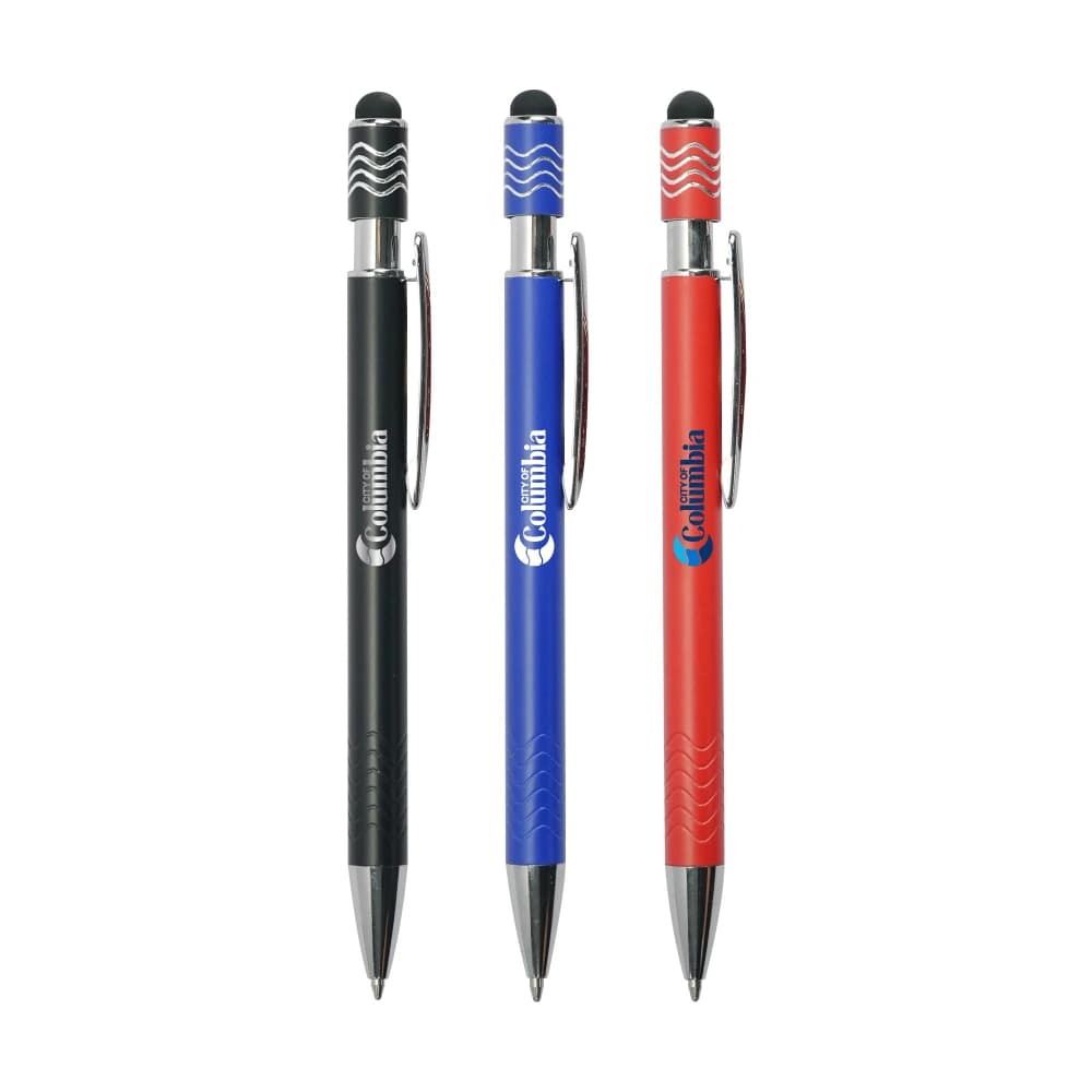 Stylus Metal Pens with Wave Design Top Spinner (Blue Ink) – image 1