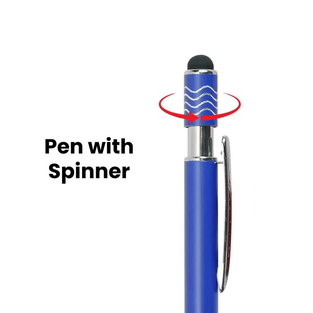 Stylus Metal Pens with Wave Design Top Spinner (Blue Ink) – image 2