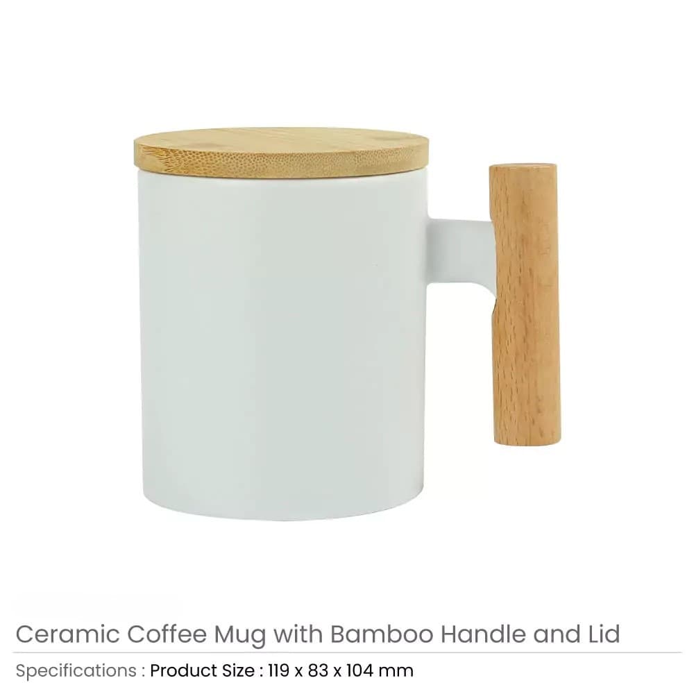 Ceramic Coffee Mugs with Bamboo Handle and Lid 380ml – image 4