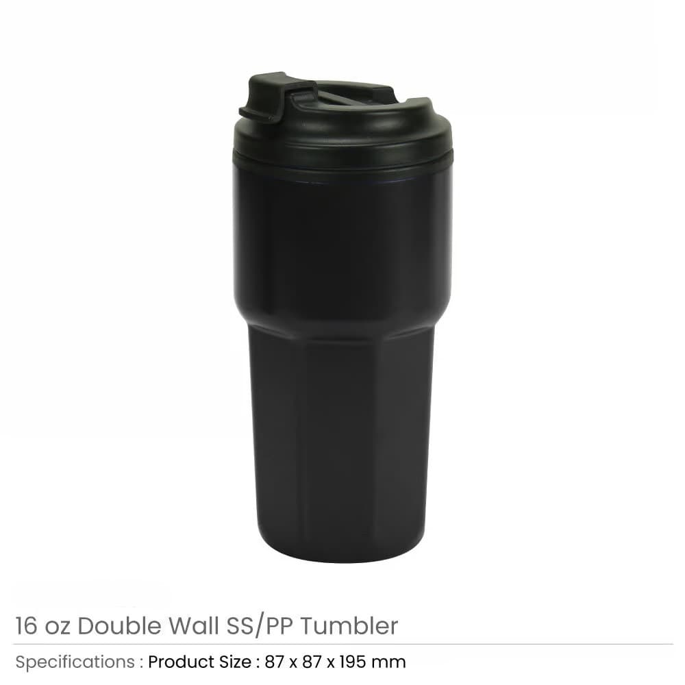 Double Wall Tumblers Flip-top PP Lid in 473ml – image 5