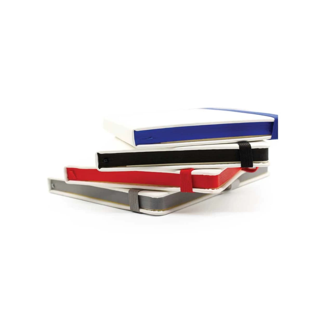 White PU Leather Cover A5 Notebooks with Band, Bookmark & Pen Loop – image 4