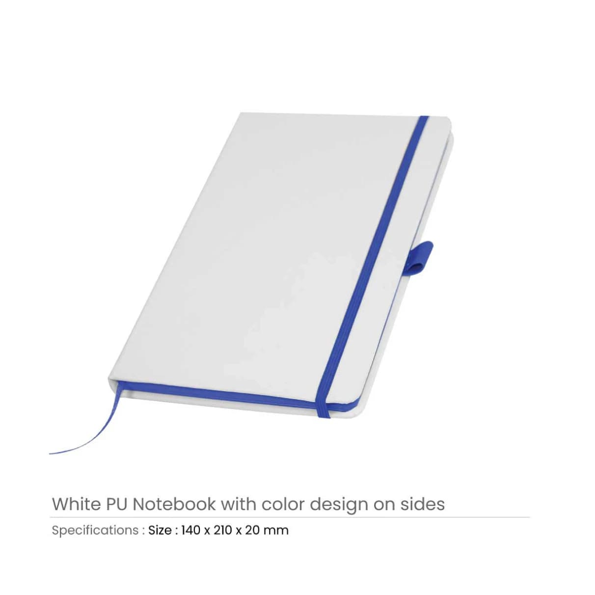 White PU Leather Cover A5 Notebooks with Band, Bookmark & Pen Loop – image 7