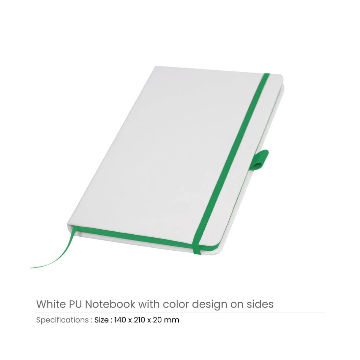 White PU Leather Cover A5 Notebooks with Band, Bookmark & Pen Loop – image 9
