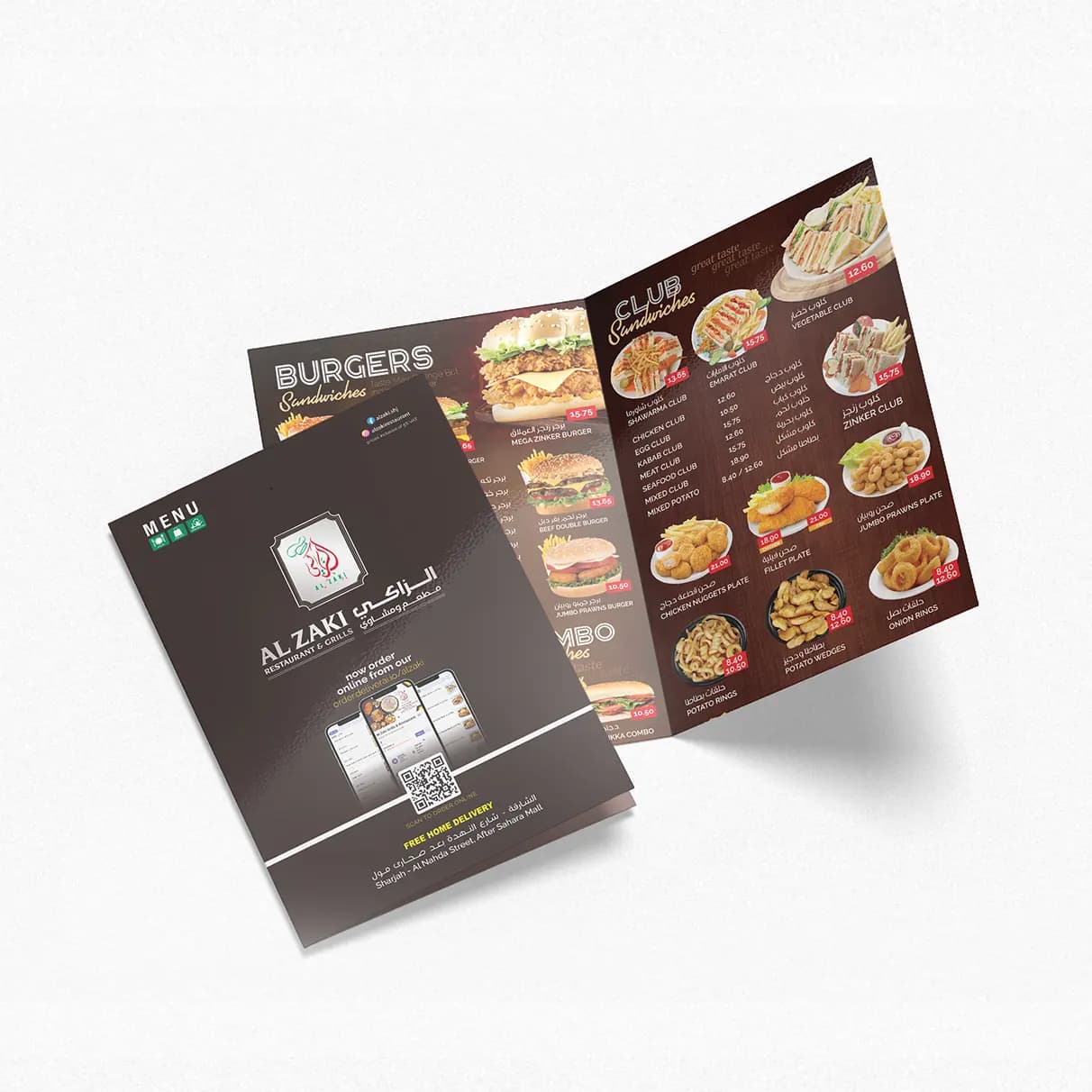 Bi-Fold Menu Printing (Glossy Lamination 350gsm) – Half-Fold Brochures – product photo