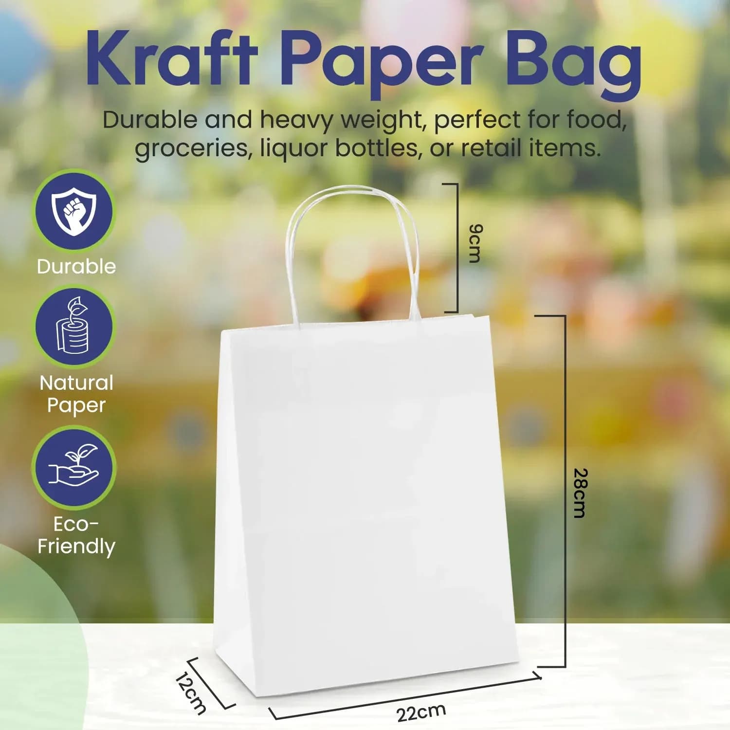 White Kraft Paper Bag, Multiple Sizes – image 2