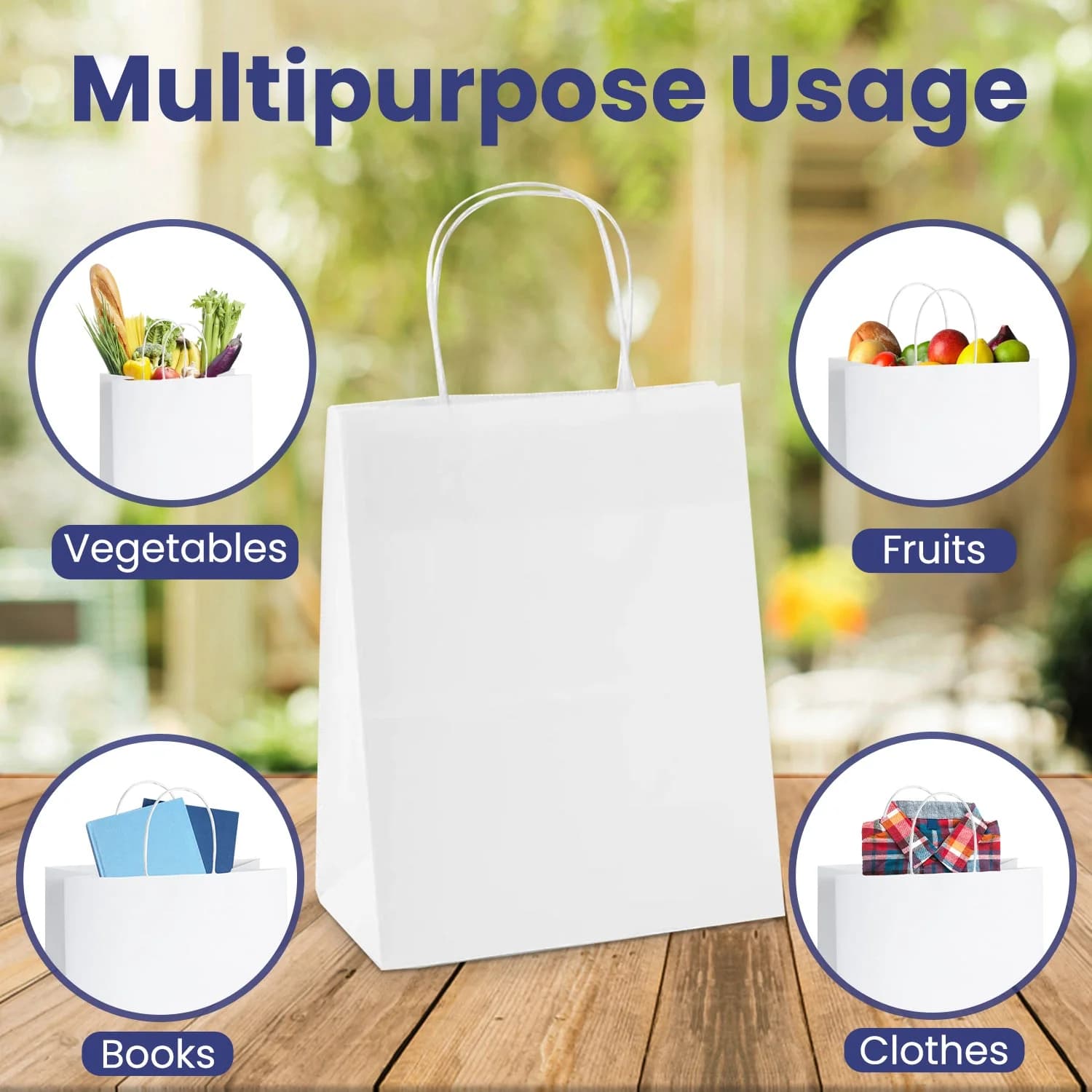 White Kraft Paper Bag, Multiple Sizes – image 3